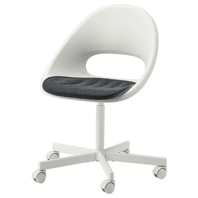 LOBERGET / BLYSKAR Swivel chair with pad, white/dark grey, 99331906