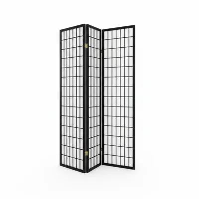 NEWAVE 3 Panel Wooden Divider Screen - Black Nn,131X178cm