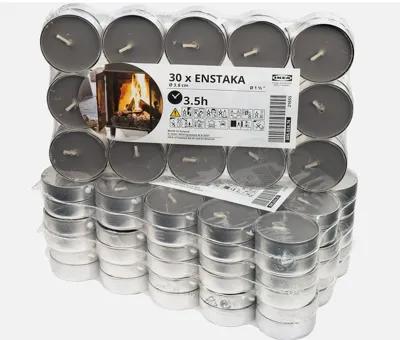 ENSTAKA scented tealight 30 pcs - BONFIRE GREY 50502476