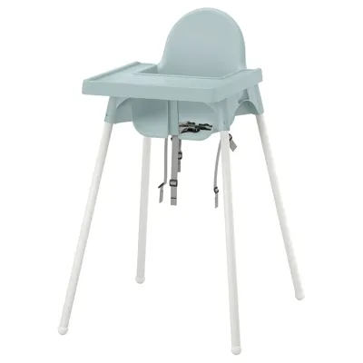 ANTILOP Highchair with tray, grey-blue/white, 29597891