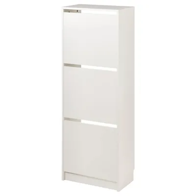 BISSA Shoe cabinet with 3 compartments, white 49x28x135 cm, 90530260