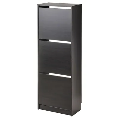 BISSA Shoe cabinet with 3 compartments, black/brown 49x28x135 cm, 40530210