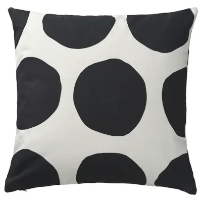 BLAMUNKAR Cushion cover, white/black/dot pattern, 50x50 cm, 80599636