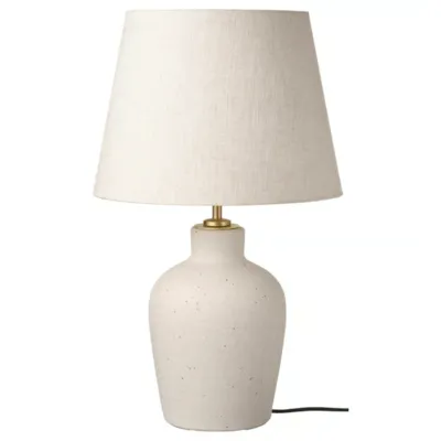 BLIDVADER Table lamp, off-white ceramic/beige, 50 cm, 60514167