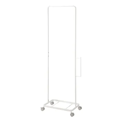 Movable Clothing Hanging Rack Shelf With Wheels, White, 50.5*30*142Cm 4589767228866