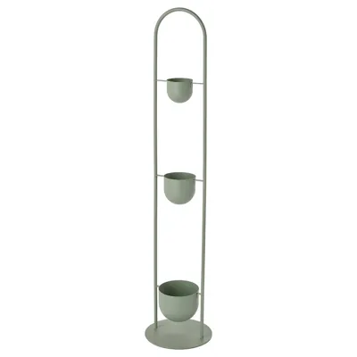 DAKSJUS plant stand with 3 plant pots, in/outdoor light grey-green, 60567028