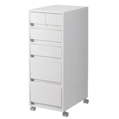 PP Vertical Five-Drawer Combination Cabinet With Wheels 26*37*68.2Cm, White, 37*26*64.5Cm 4589767218768