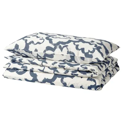 EKPURPURMAL Duvet cover and pillowcase, white blue/cloud, 150x200/50x80 cm, 50547007