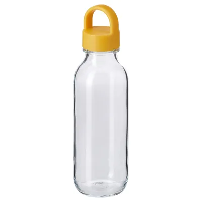 FORMSKON Water bottle, clear glass/yellow, 0.5 l, 80497223