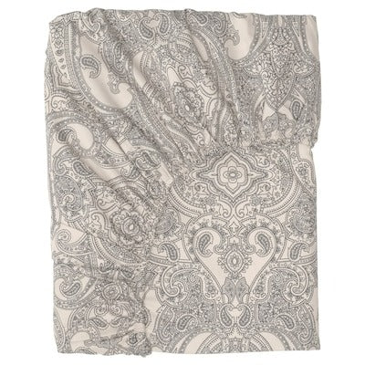 JATTEVALLMO Fitted sheet, beige/dark grey, 150x200 cm, 30501454