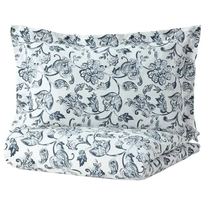 JUNIMAGNOLIA Duvet cover and pillowcase, white/dark blue, 150x200/50x80 cm, 10493290