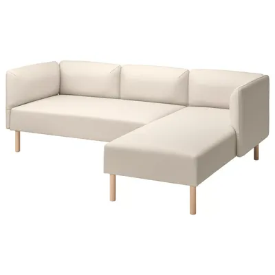 LILLEHEM 3-seat modular sofa w chaise longue, Vissle/beige wood, 89570412