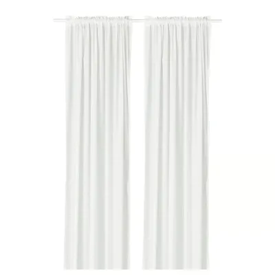 MASTERROT Curtains, 1 pair, white/grid with heading tape, 145x250 cm, 70602564