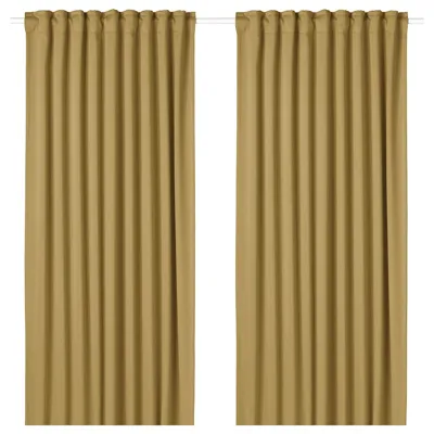 MAJGULL Room darkening curtains, 1 pair, with heading tape/beige-yellow, 145x250 cm, 20586024