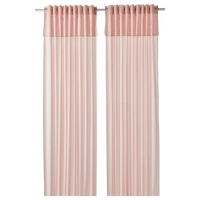 MOALISA curtains, 1 pair, pale pink/pink, 145x250, 40499506