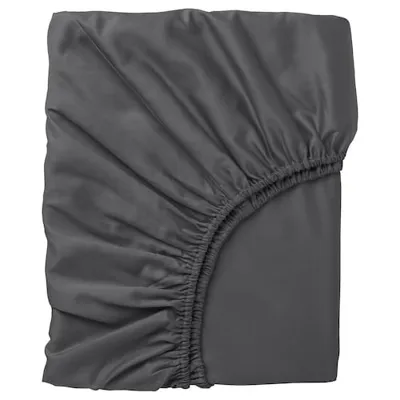 NATTJASMIN Fitted sheet, dark grey, 90x200 cm, 70442684
