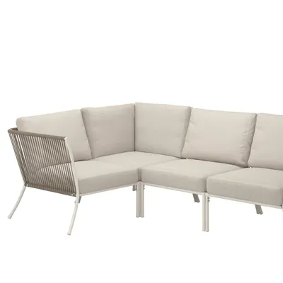 SEGERON Corner sofa, 3-seat, outdoor white/beige/Froson/Duvhomolmen beige 89584616