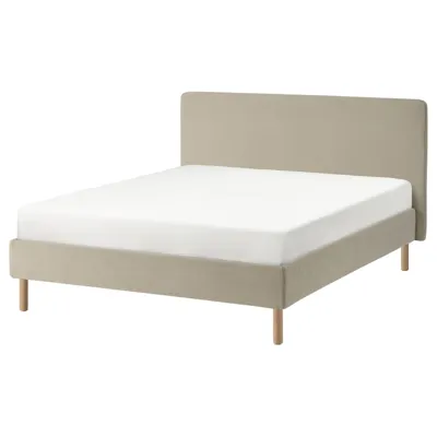 TARNKULLEN Upholstered bed frame, Kelinge beige/Luroy, 180x200 cm, 89608132
