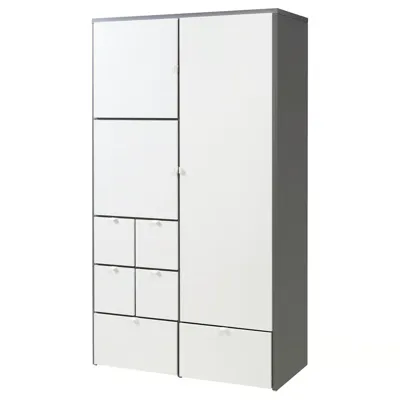 VISTHUS Wardrobe, grey/white, 122x59x216 cm, 30347617