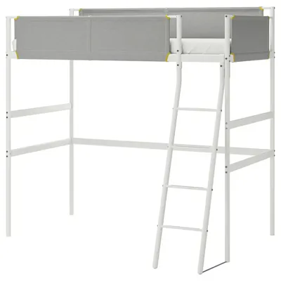 VITVAL Loft bed frame, white/light grey, 90x200 cm 20411232