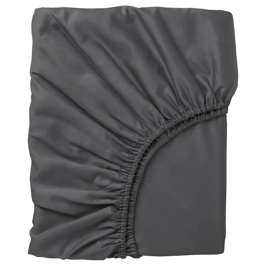 NATTJASMIN Fitted sheet, dark grey 150x200 cm, 00442673