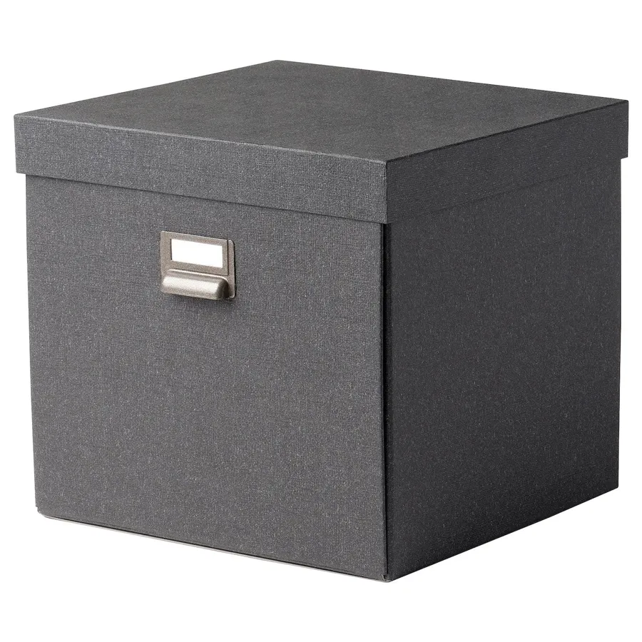 TJOG Storage box with lid, dark grey, 32x31x30 cm, 00477672