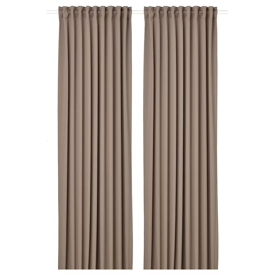 MAJGULL Room darkening curtains, 1 pair, grey/brown, 145x250 cm, 00488114