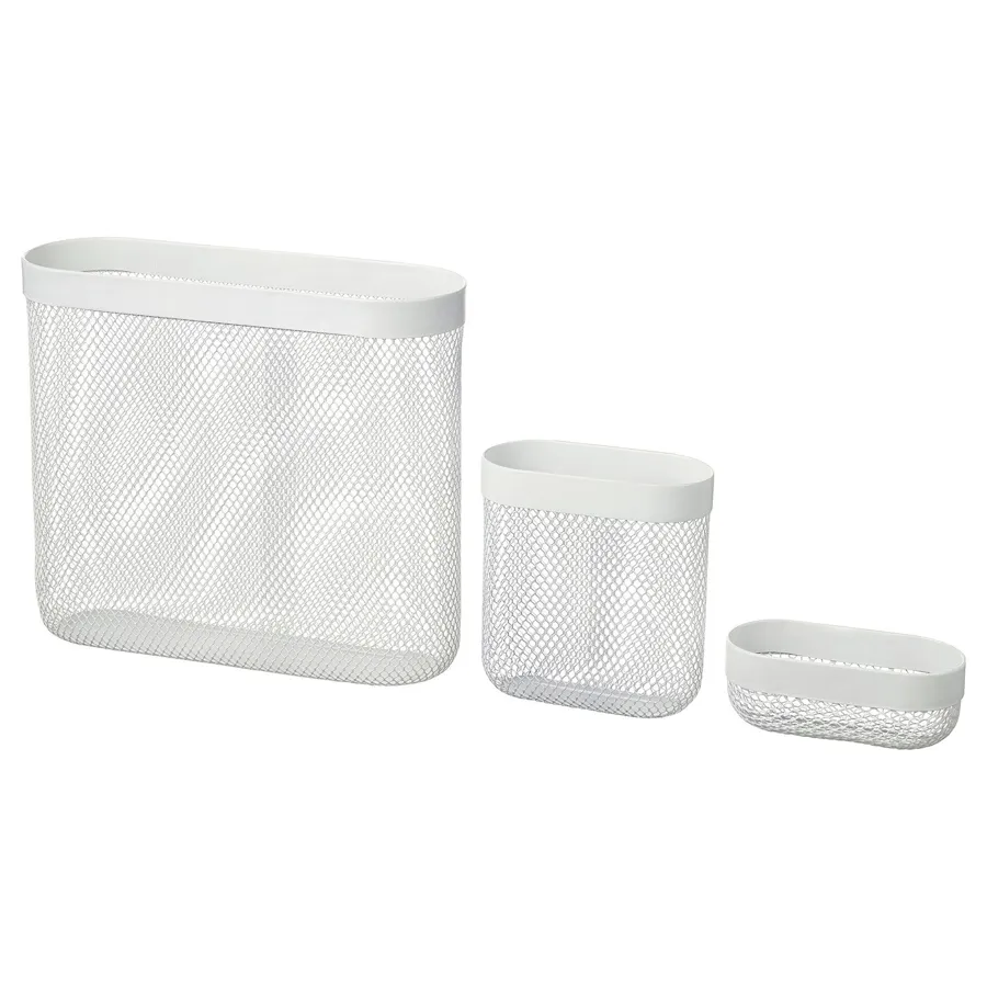 SKADIS Storage basket, set of 3, white, 10517762