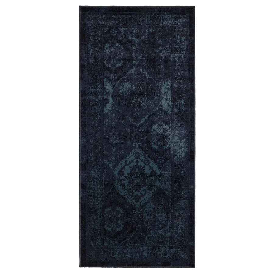 VONSBAK Rug, low pile, dark blue, 80x180 cm, 10528893