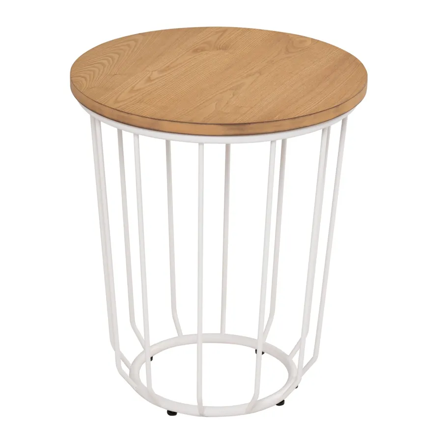 FLUX Side table, round, white/natural, 45 cm, 131101