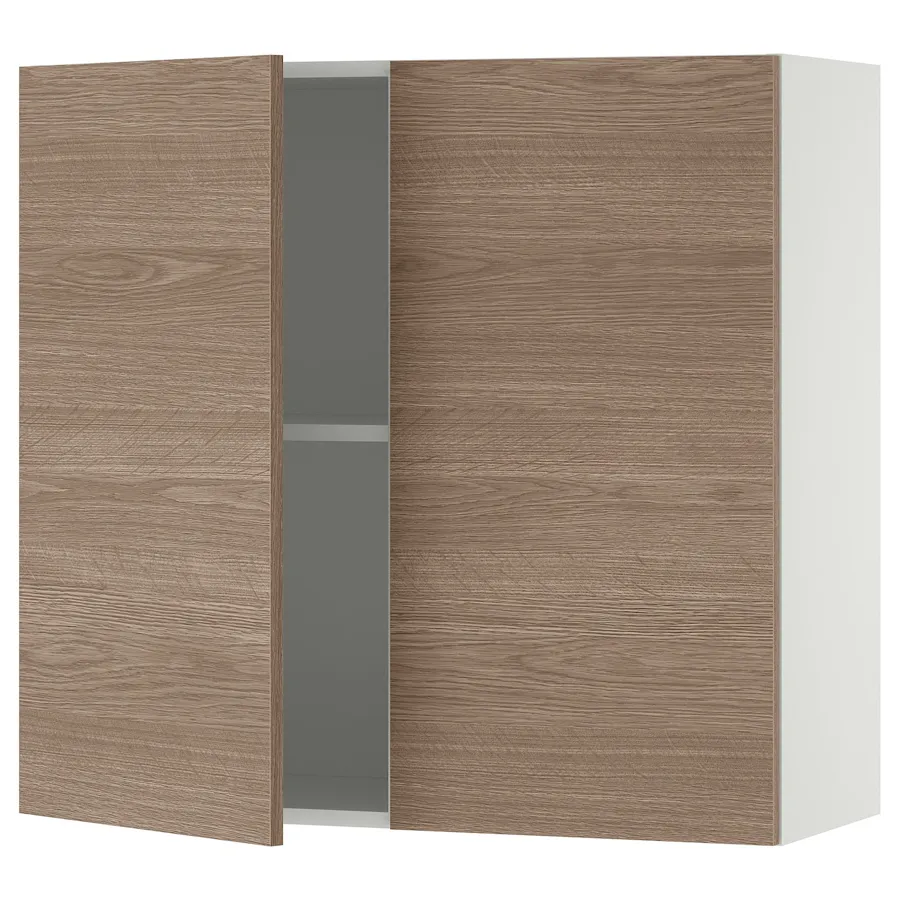 KNOXHULT Wall cabinet with doors, wood effect/grey, 80x75 cm, 20334286