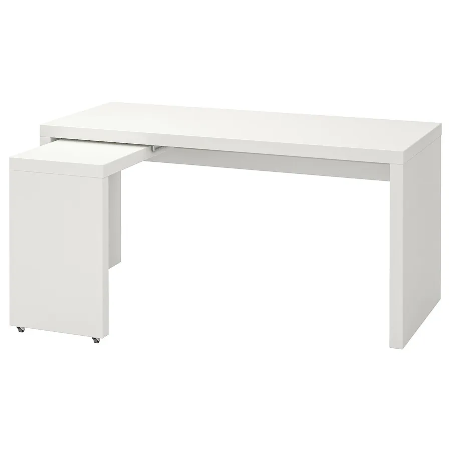 MALM Desk with pull-out panel, white 151x65 cm, 20361152
