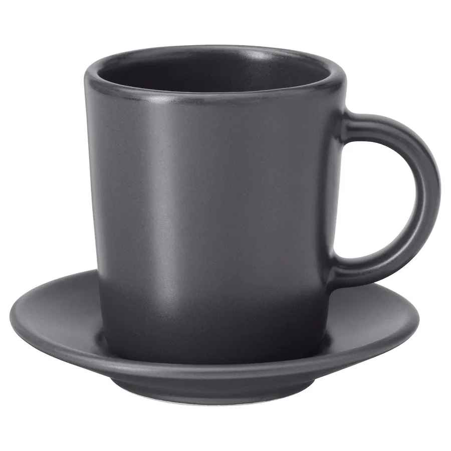 DINERA Espresso cup and saucer, dark grey, 9 cl, 20362811