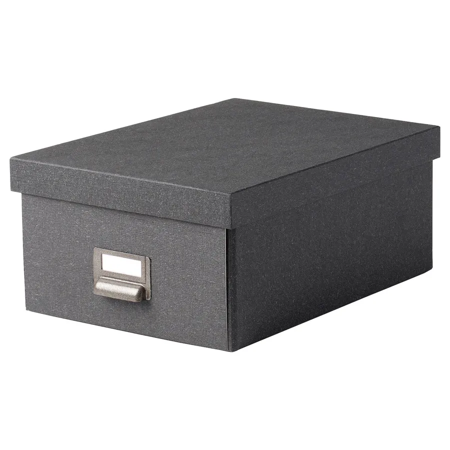 TJOG Storage box with lid, dark grey, 25x36x15 cm, 20477666