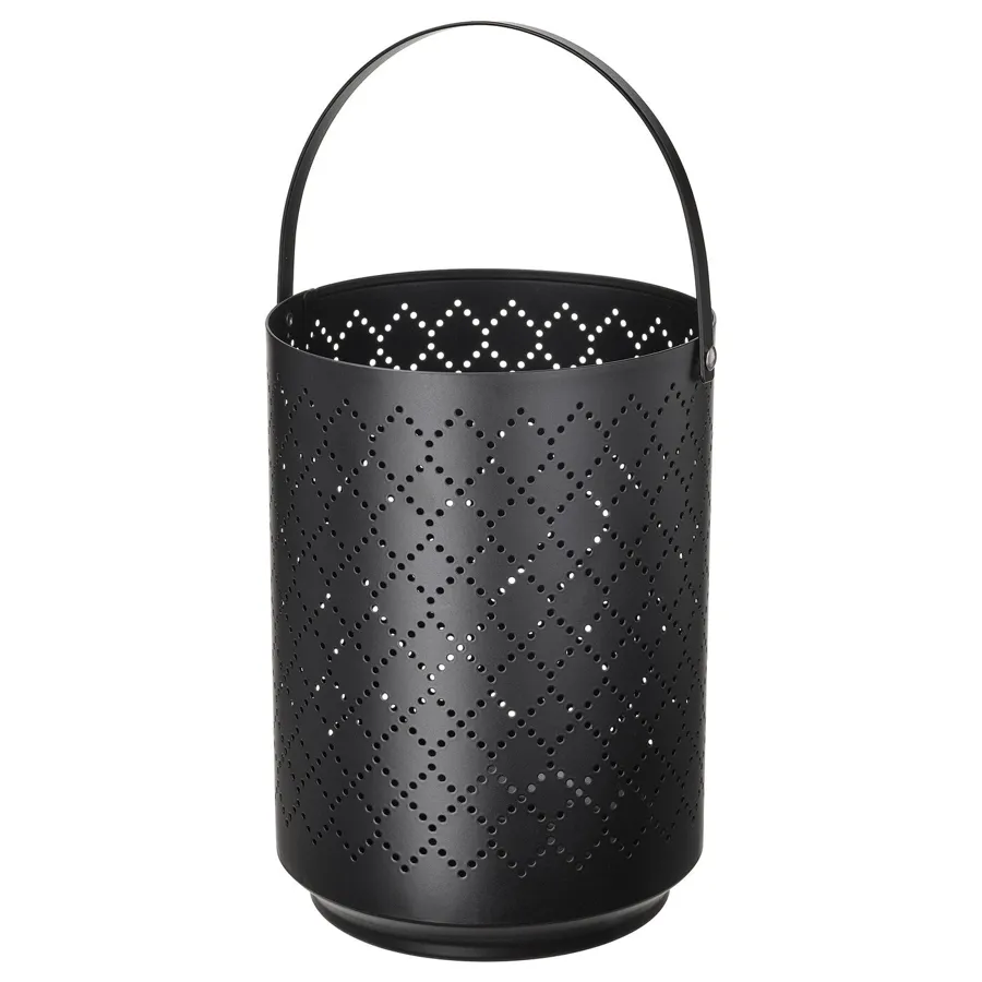 URSKILJA Lantern for block candle, black, 22 cm, 20509709
