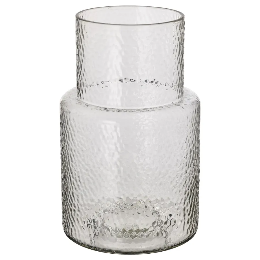 KONSTFULL vase, clear glass/patterned, 26 cm, 20511967