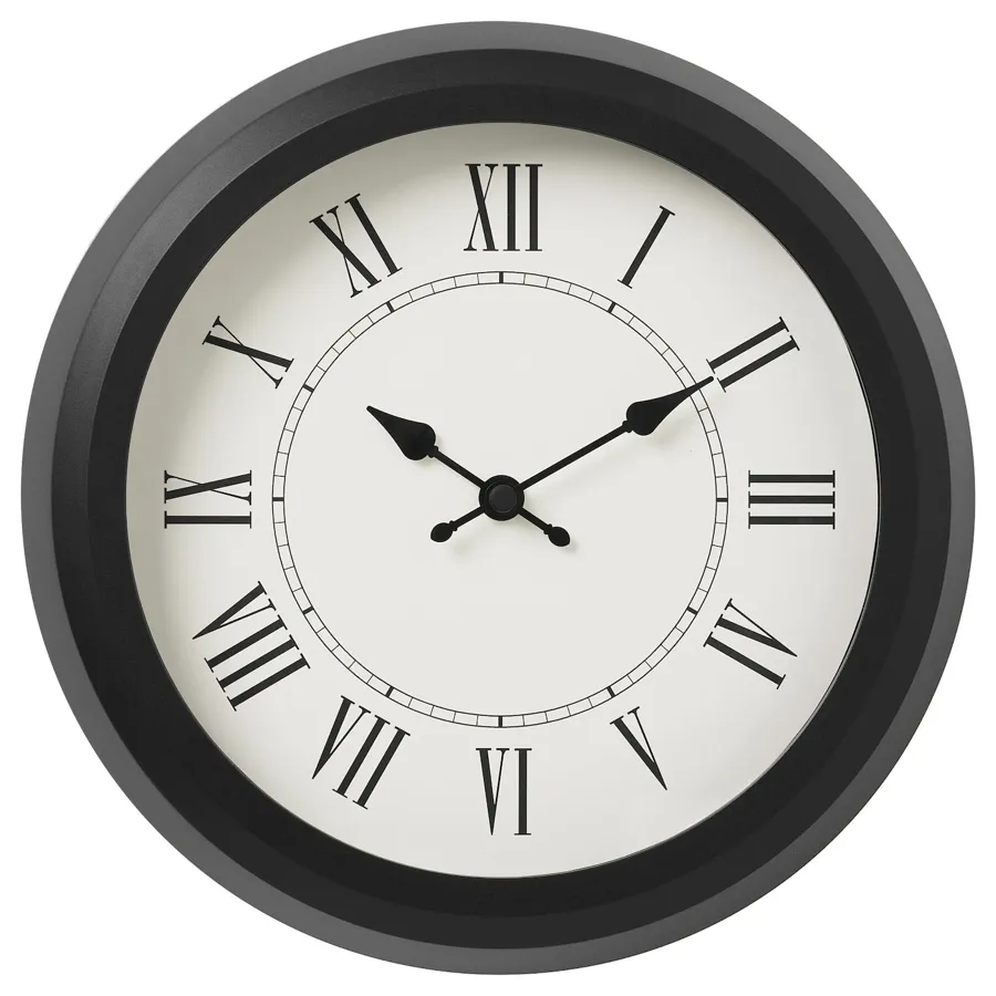 NUFFRA Wall clock, low-voltage/black, 25 cm, 20540837
