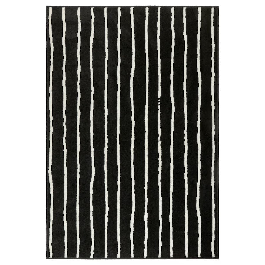 GORLOSE Rug, lowpile, black/white, 133x195 cm, 30320849