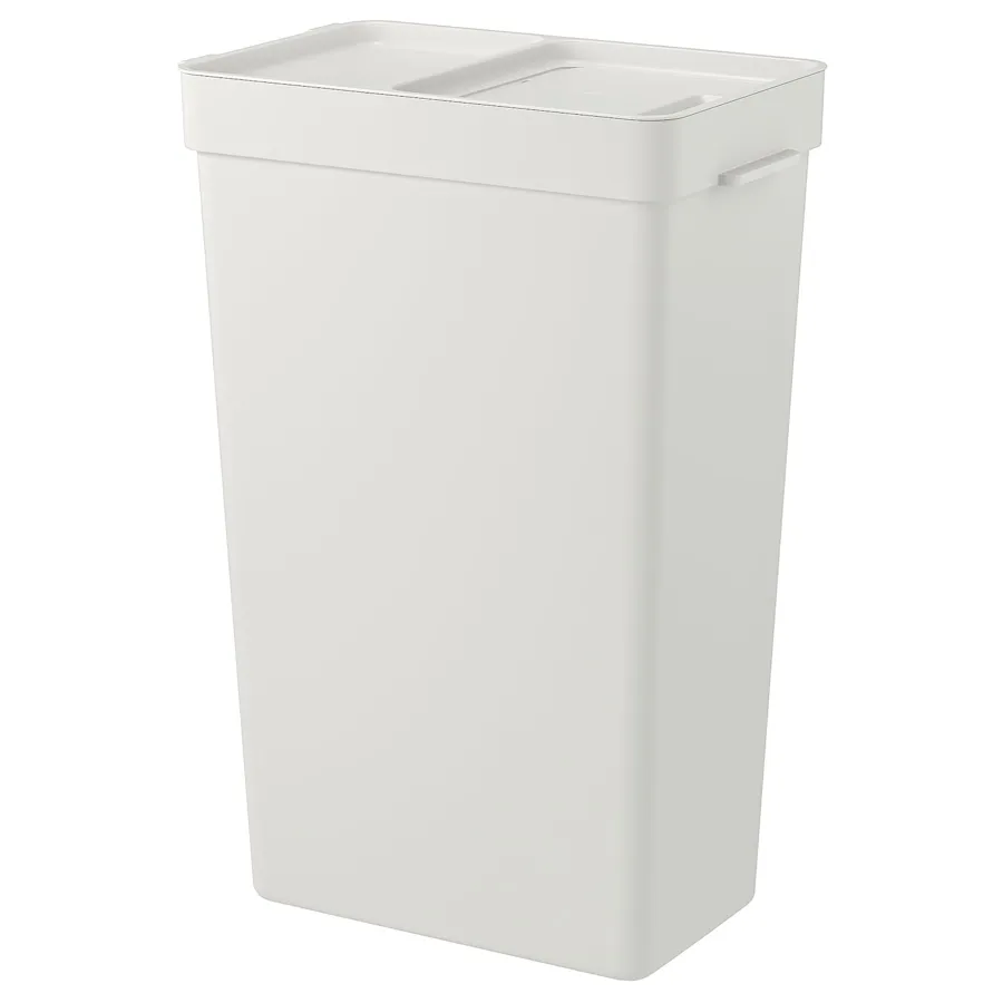 HALLBAR Bin with lid, light grey, 35 l, 30420207