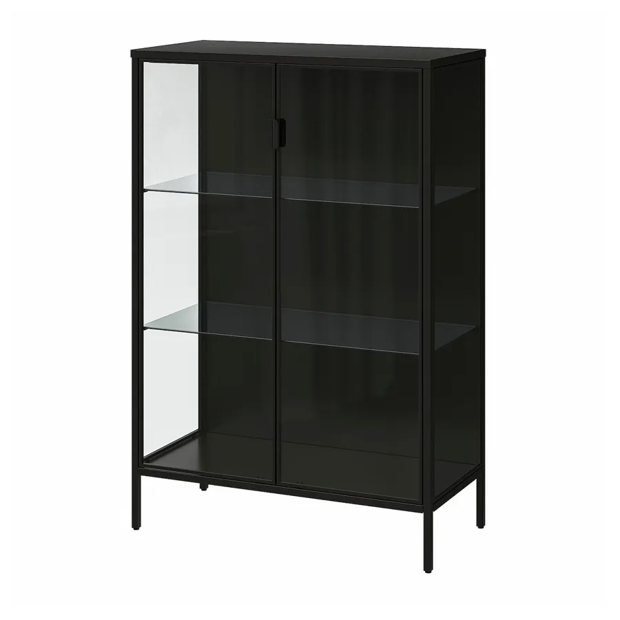 RUDSTA Glass-door cabinet, anthracite, 80x37x120 cm, 30450138