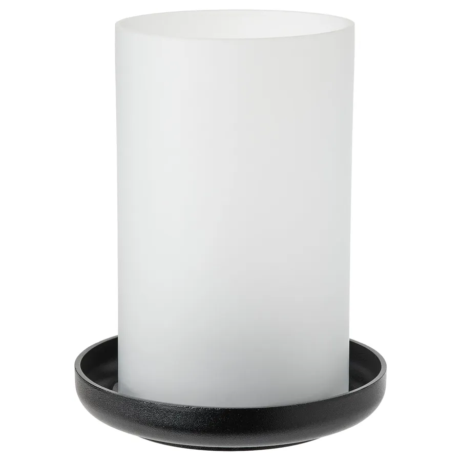 HEDERVARD Lantern, frosted glass/black, 22 cm, 40510622