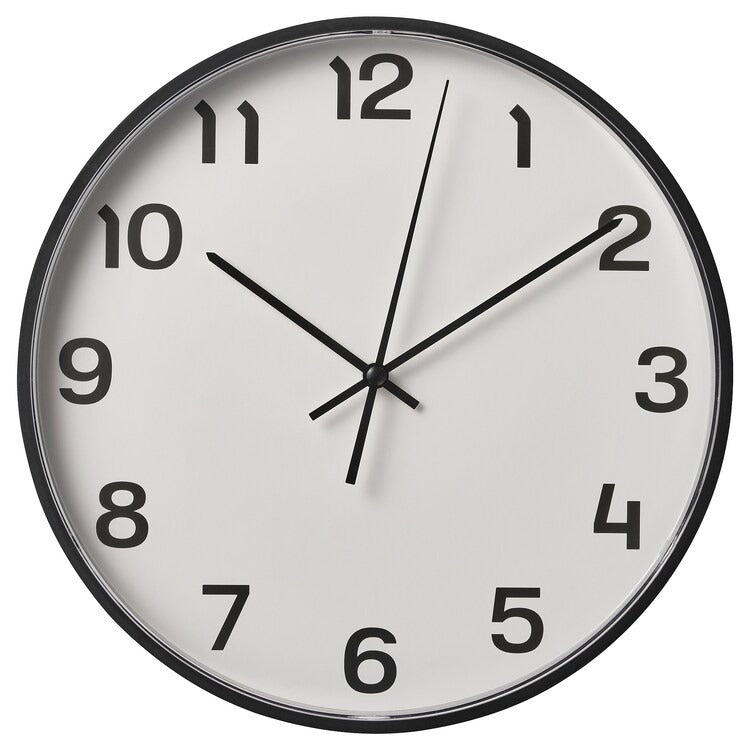 PLUTTIS Wall clock, low-voltage, black, 28cm, 90540848