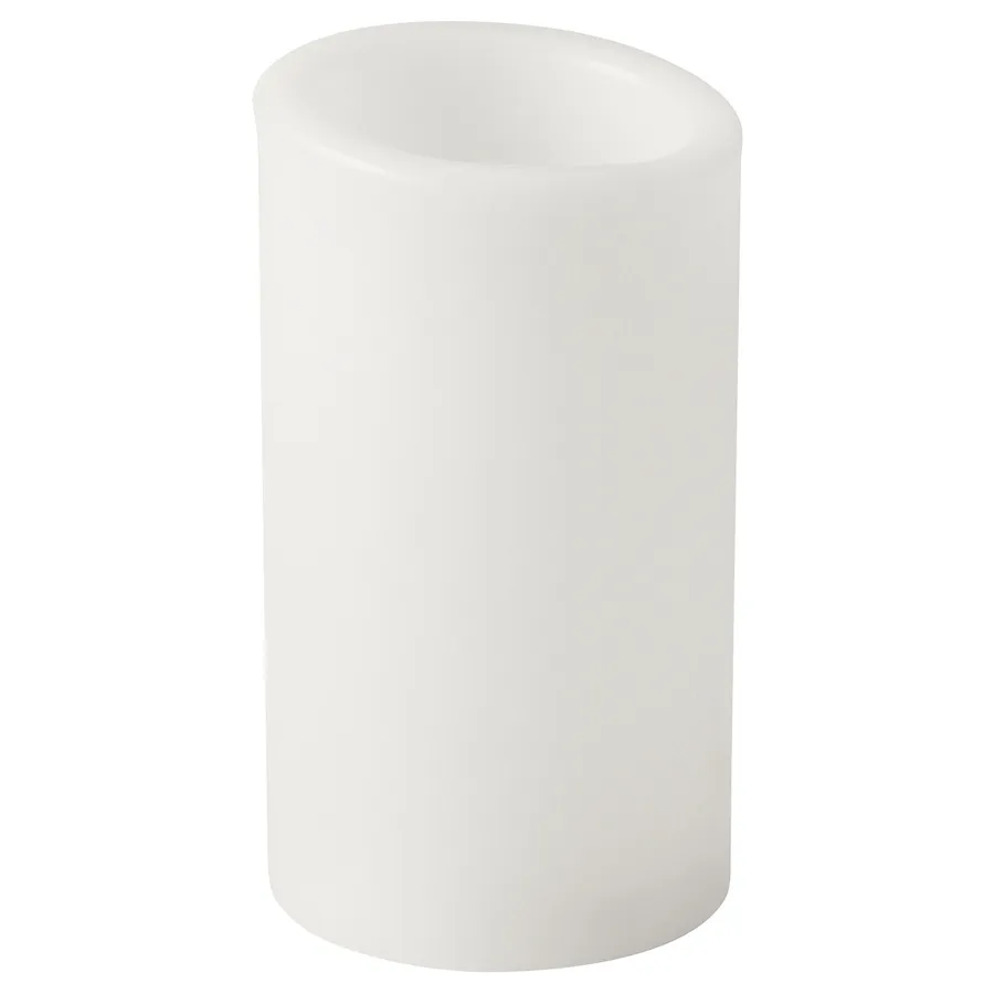 ADELLOVTRAD LED block candle, white/indoor, 14 cm, 50520456