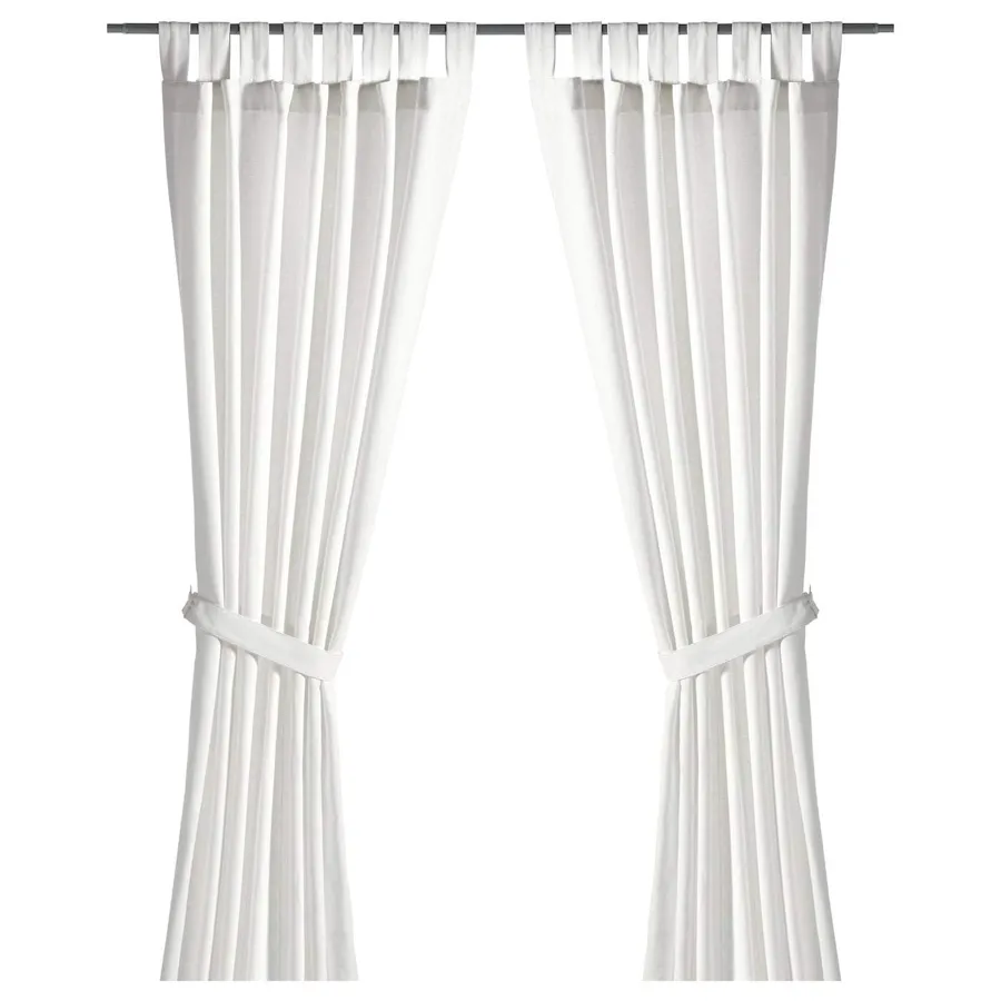 LENDA Curtains with tie-backs, 1 pair, white 140x250 cm, 60171923
