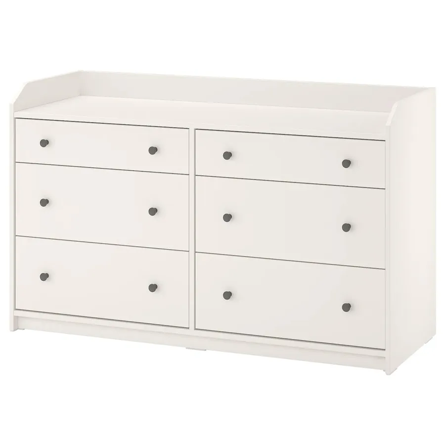 HAUGA Chest of 6 drawers, white, 138x84 cm, 60407308