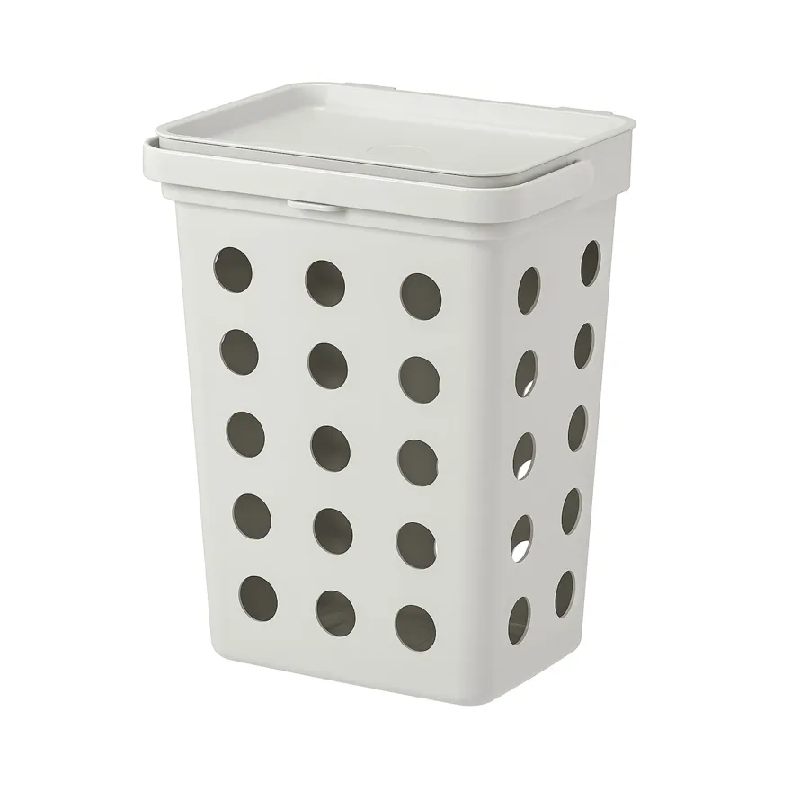 HALLBAR Bin with lid for organic waste, light grey, 10 l, 60433883