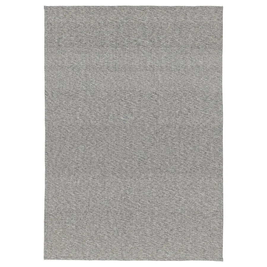 TIPHEDE Rug, flatwoven, black/natural 155x220 cm, 60470045