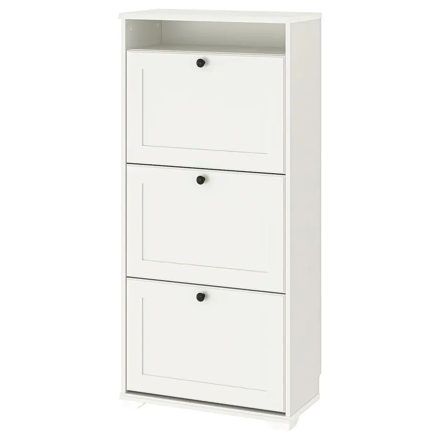 BRUSALI Shoe cabinet with 3 compartments, white, 61x30x130 cm, 60480394
