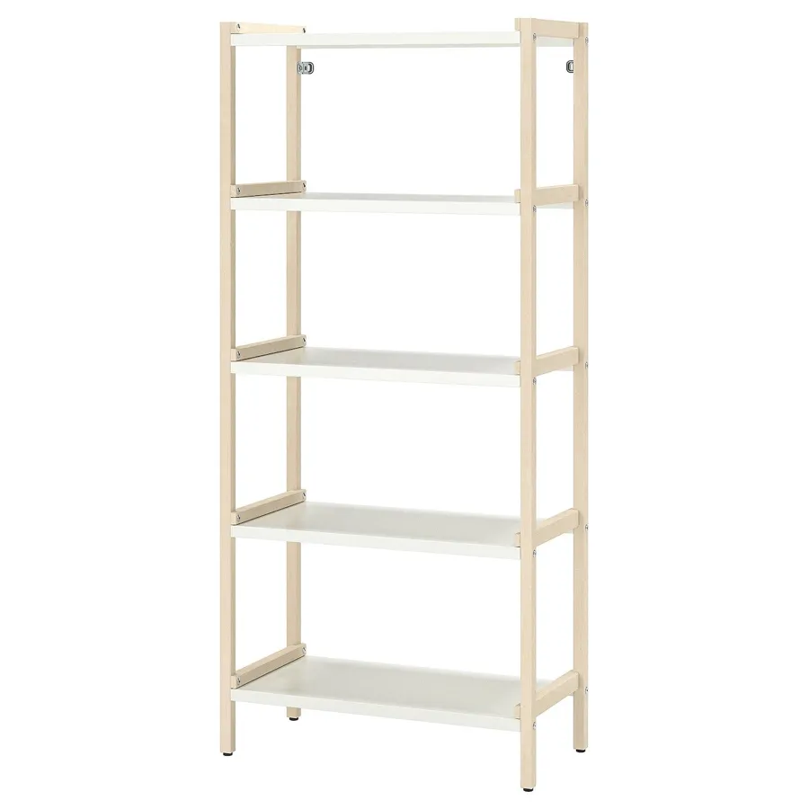 EKENABBEN Open shelving unit, aspen/white 70x34x154 cm, 60487814