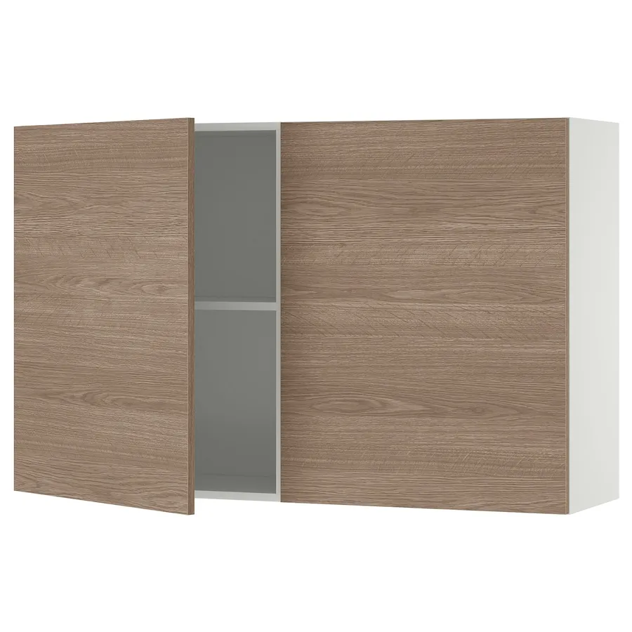 KNOXHULT Wall cabinet with doors, wood effect/grey, 120x75 cm, 70334279